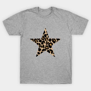 Textured Traditional Coloured Leopard Print Star T-Shirt